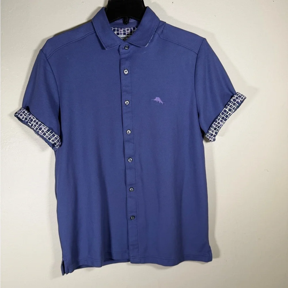 Tommy Bahama Blue Short Sleeve Button Down Shirt - Picture 2 of 10